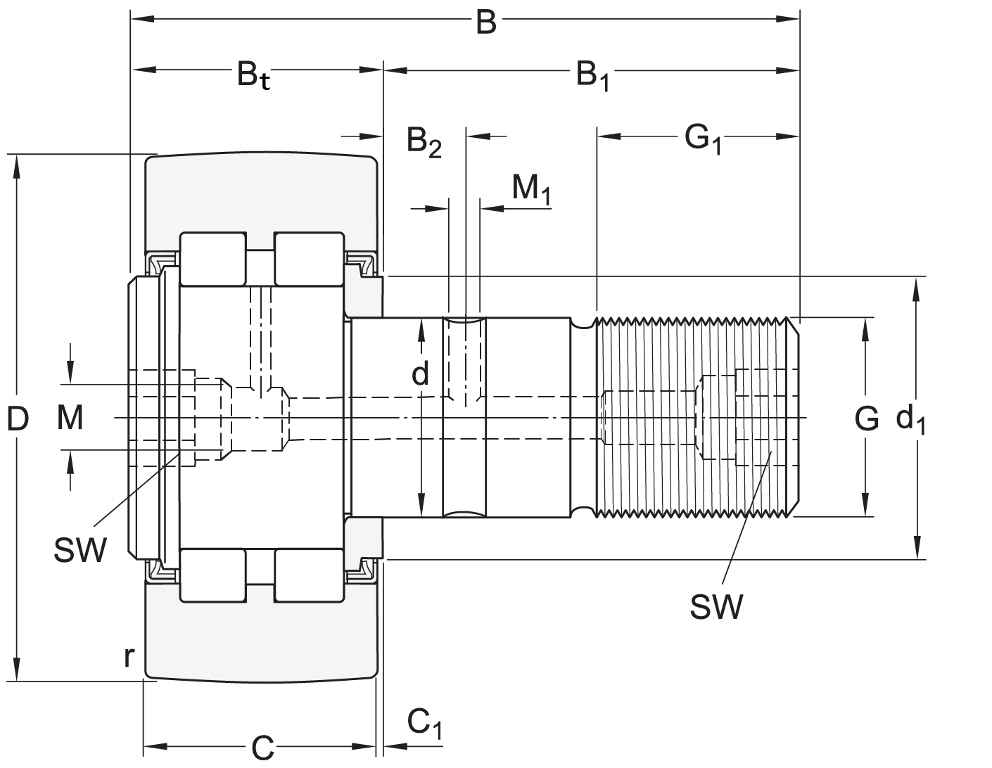 PWKR-2RS cam follower